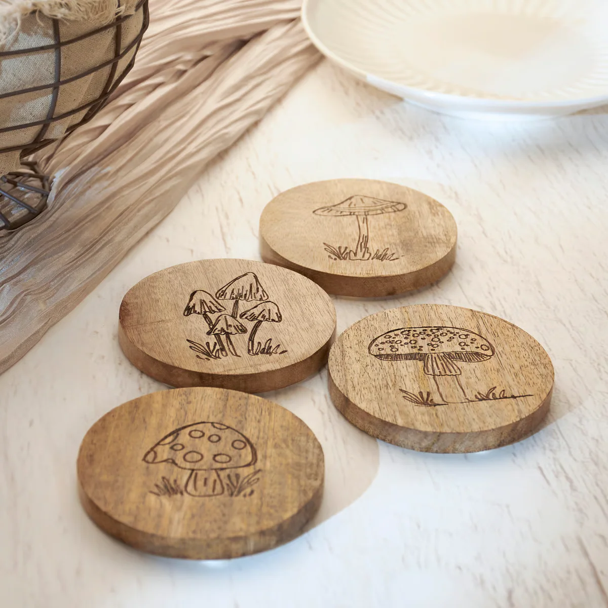 Mushrooms Wood Coaster Set of 4 - Image 2