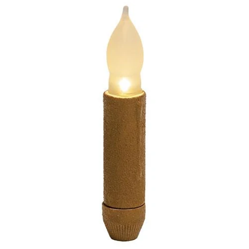 Mustard Textured 4" LED Timer Taper Candle