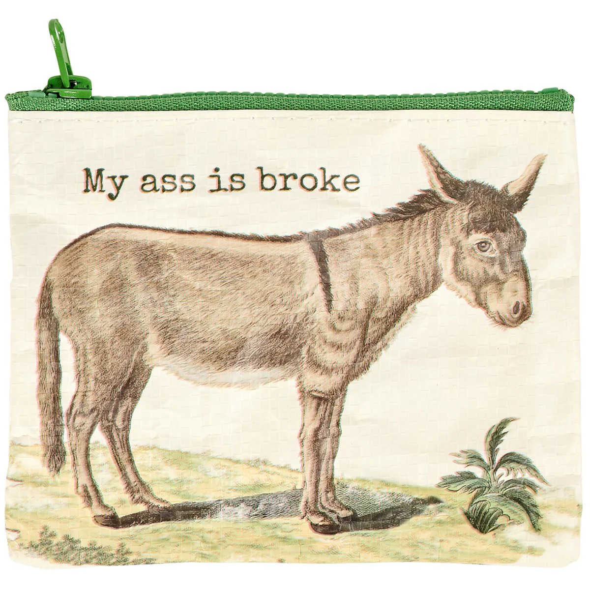 💙 My A*s is Broke Donkey Zipper Recycled Plastic Wallet - Image 4