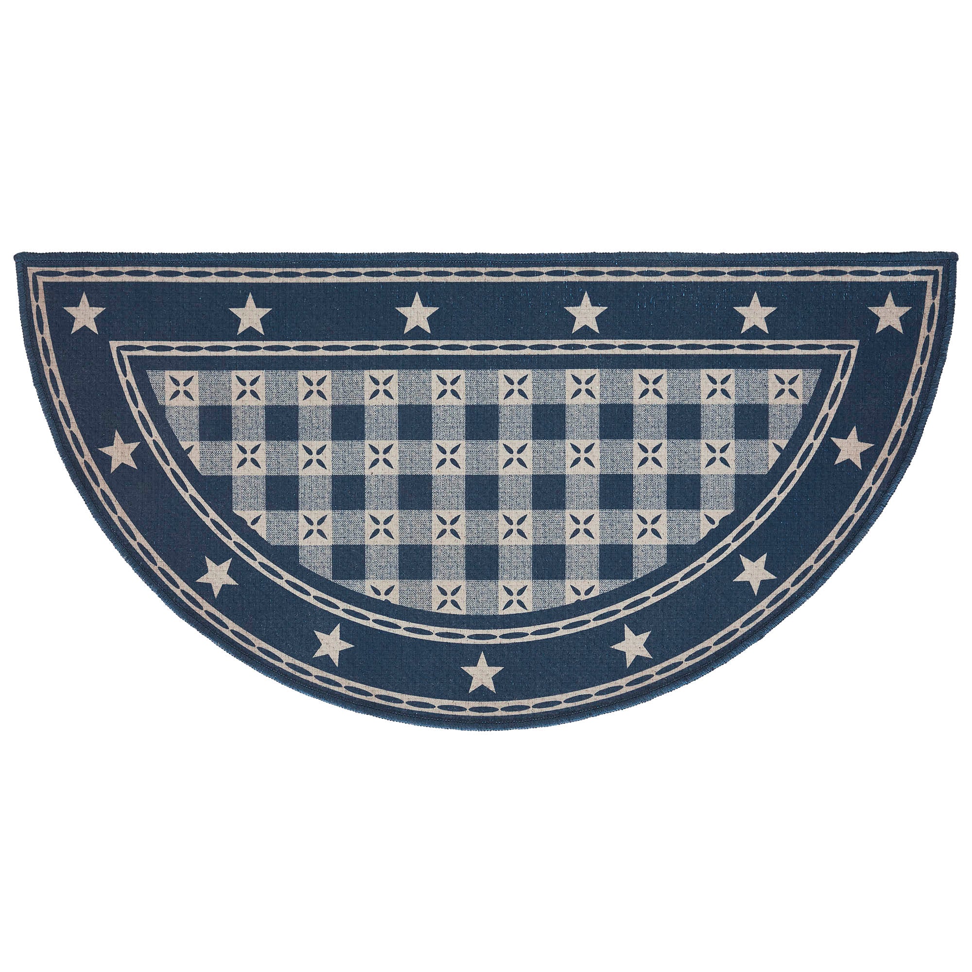 My Country Indoor/Outdoor Blue and Tan Rug Half Circle 16.5" x 33" - Image 3