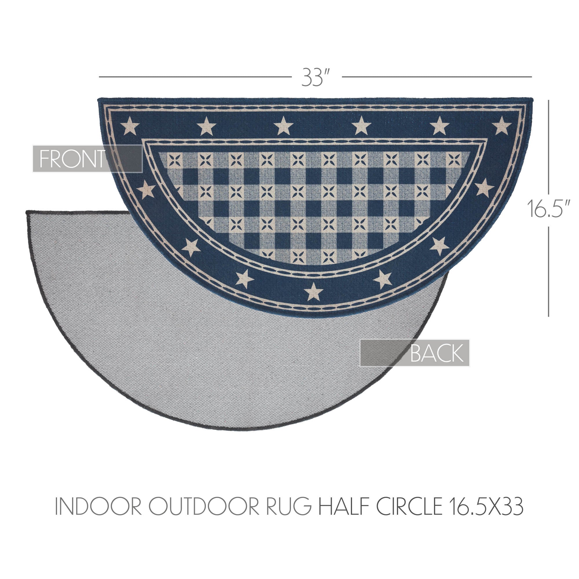 My Country Indoor/Outdoor Blue and Tan Rug Half Circle 16.5" x 33" - Image 4
