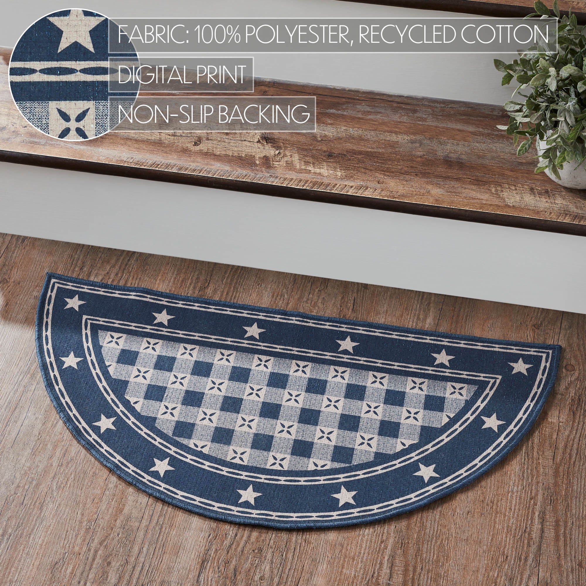 My Country Indoor/Outdoor Blue and Tan Rug Half Circle 16.5" x 33" - Image 7