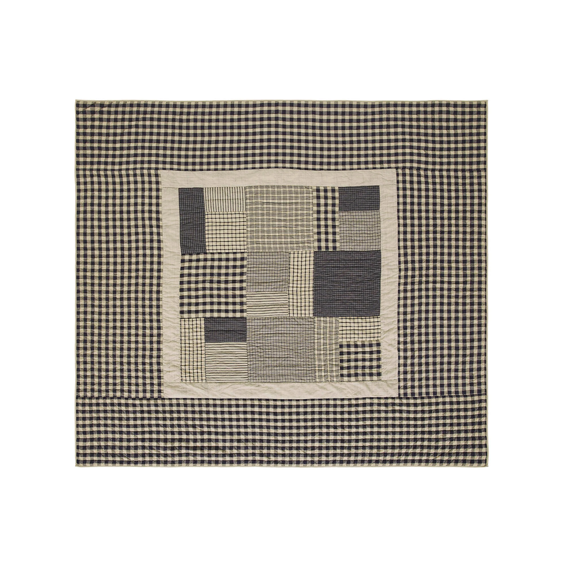 My Country Navy and Khaki Plaid King Quilt - Image 2