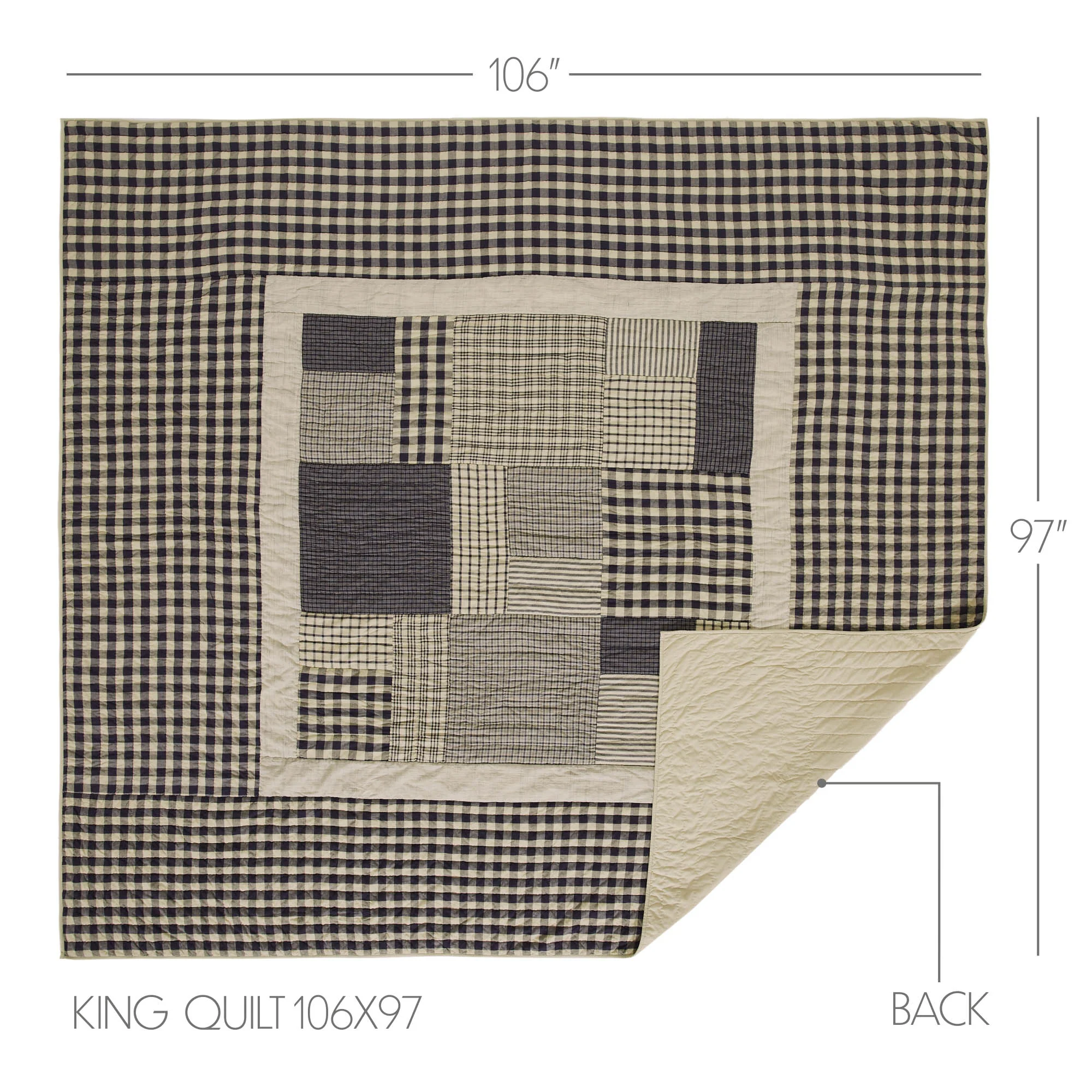 My Country Navy and Khaki Plaid King Quilt - Image 5