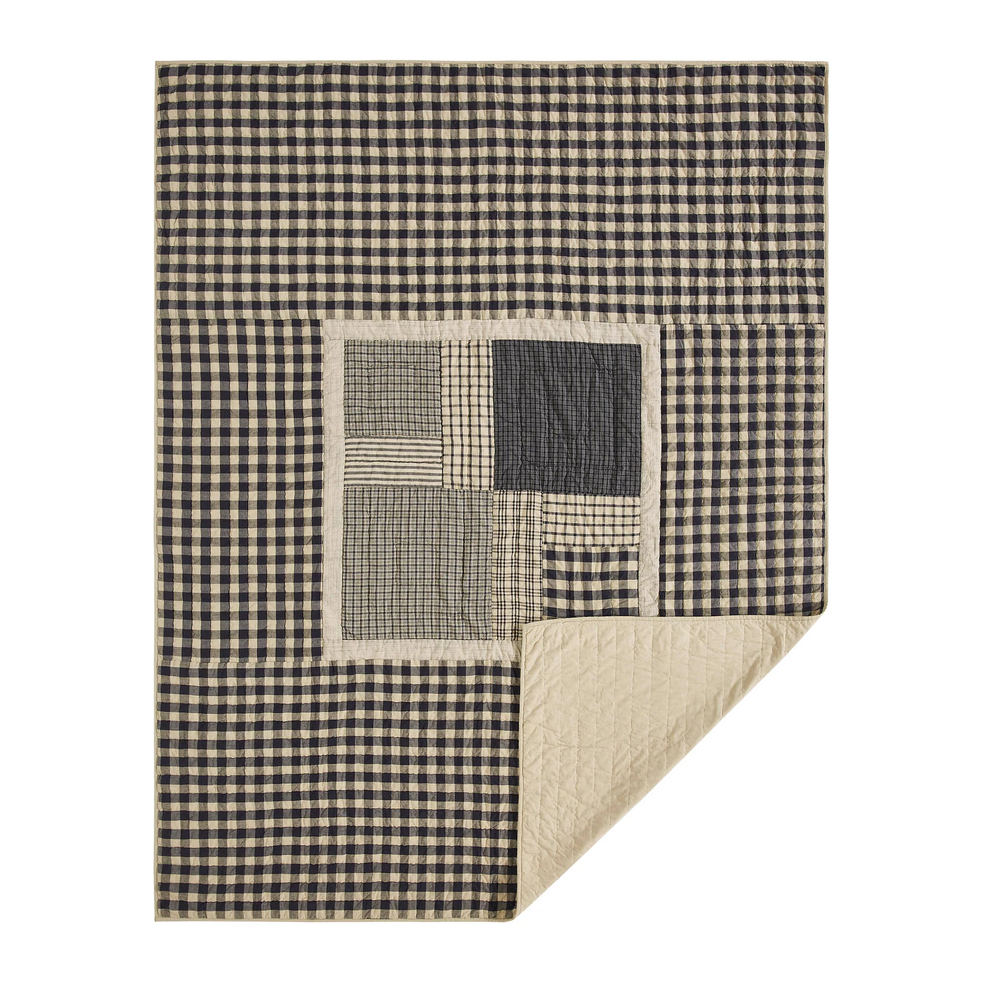 My Country Navy and Khaki Plaid Twin Quilt - Image 2