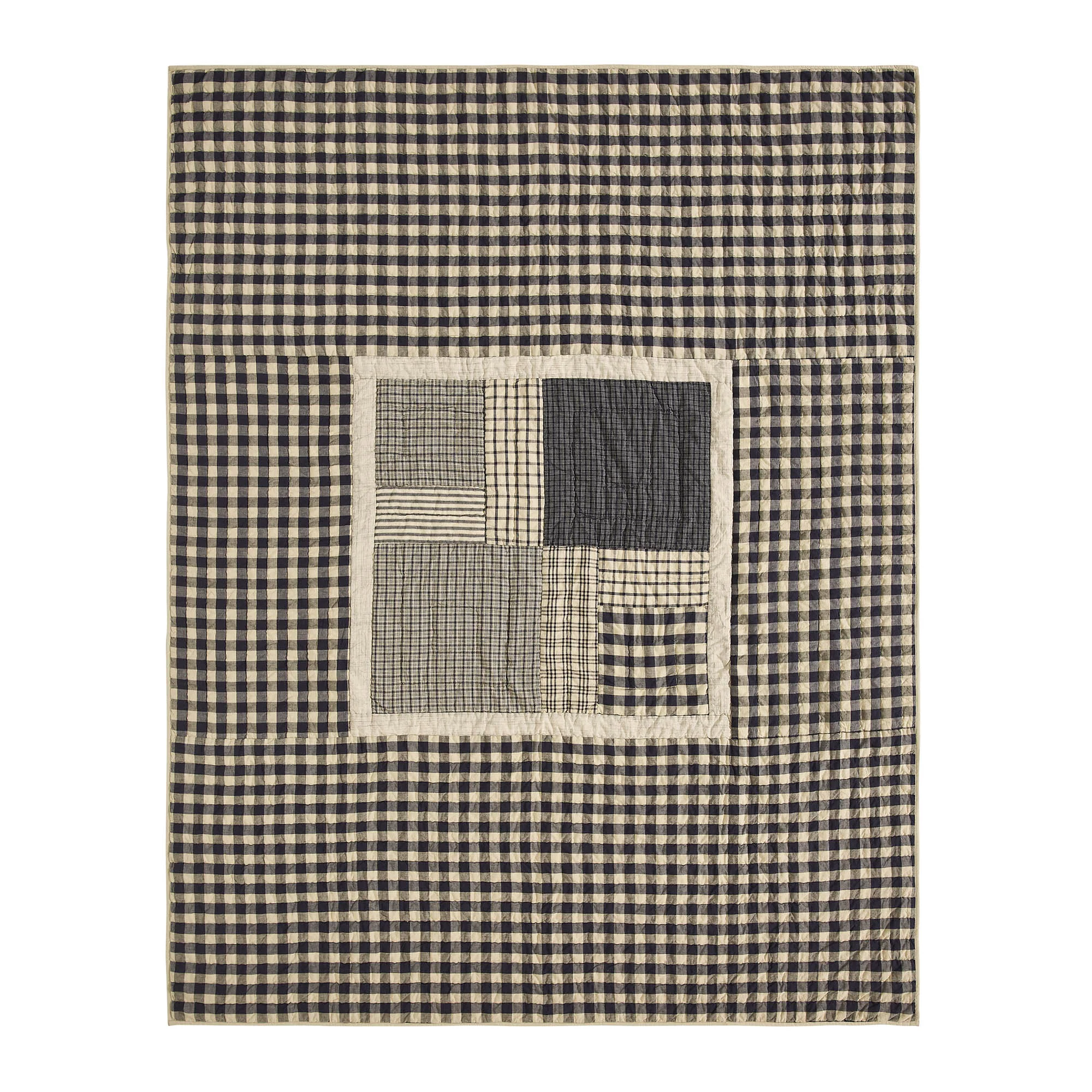 My Country Navy and Khaki Plaid Twin Quilt - Image 4