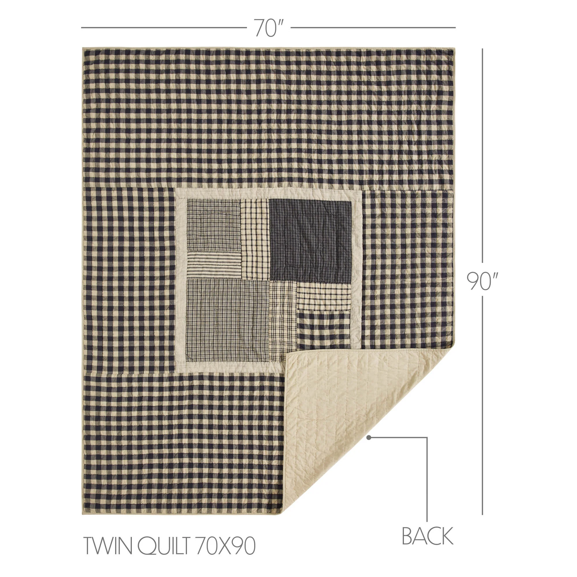 My Country Navy and Khaki Plaid Twin Quilt - Image 5