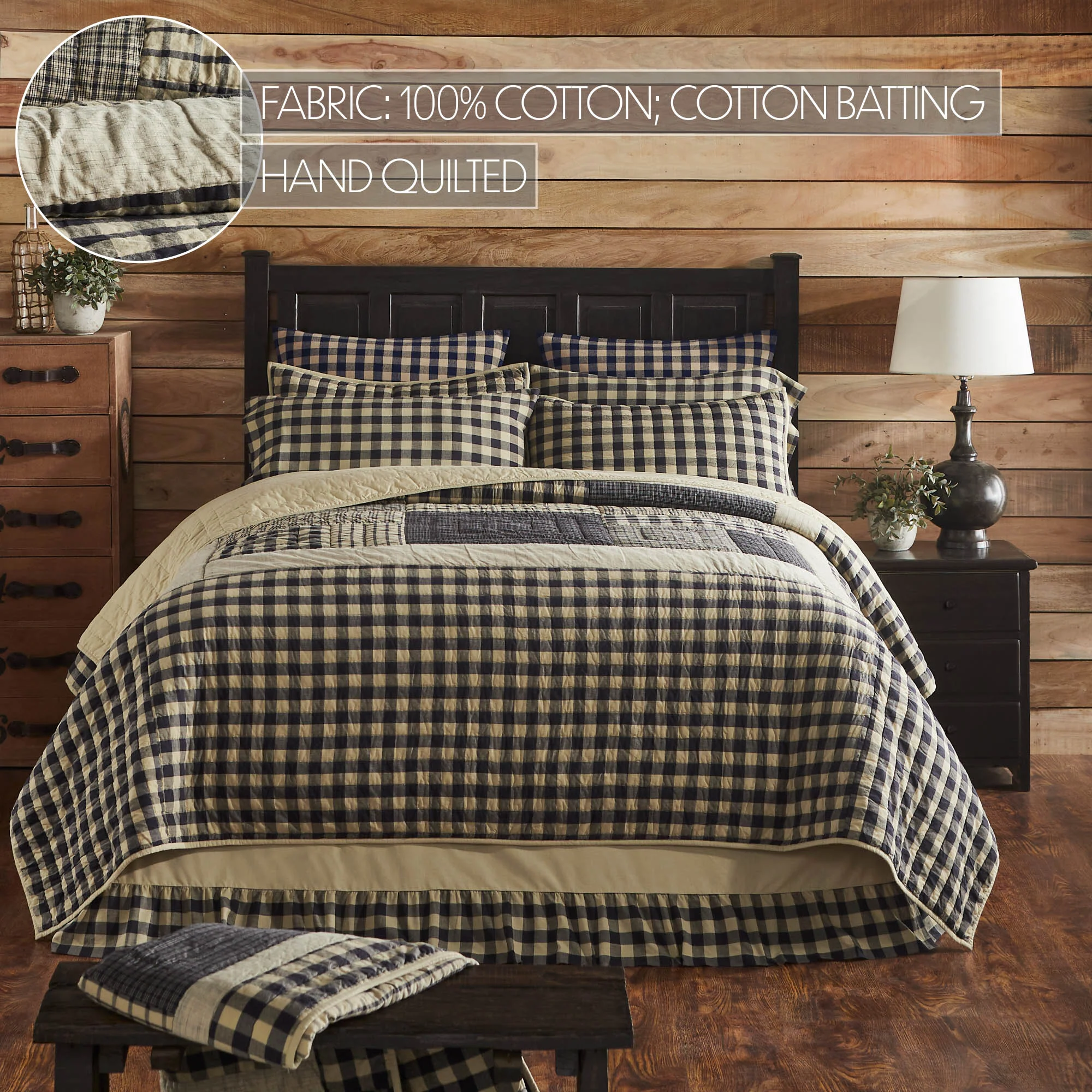 My Country Navy and Khaki Plaid Twin Quilt - Image 6