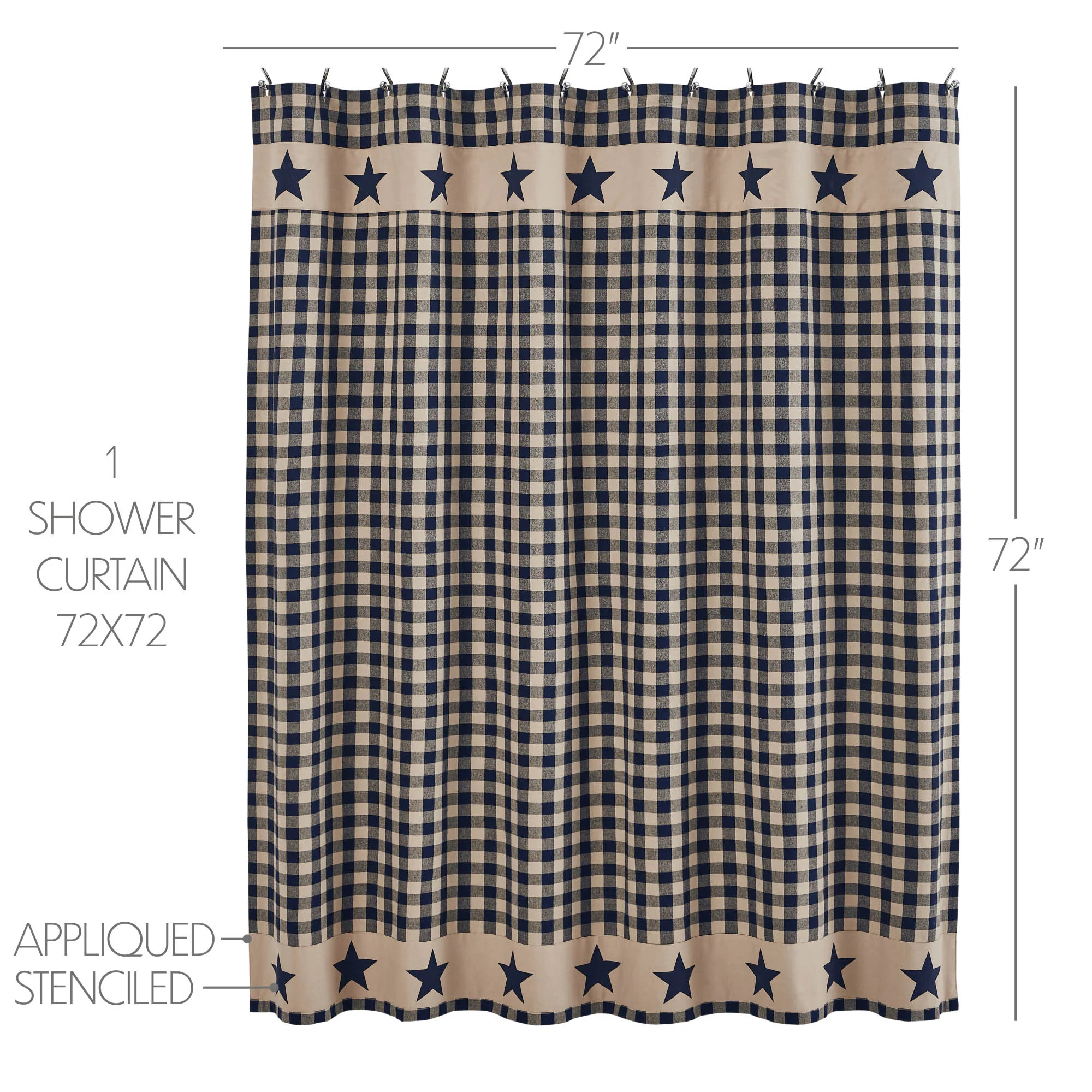 My Country Navy and Tan Shower Curtain 72" x 72" - Image 3