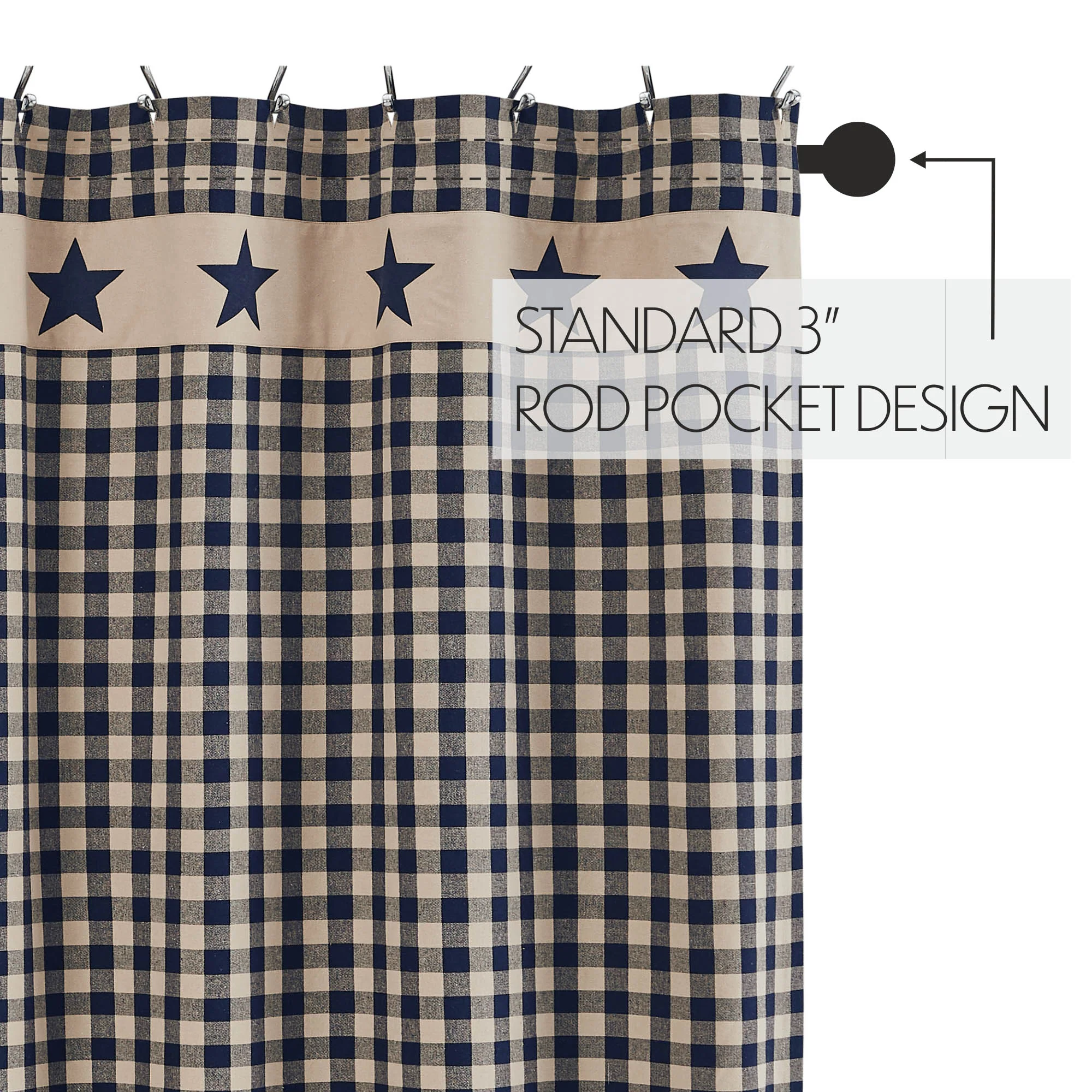 My Country Navy and Tan Shower Curtain 72" x 72" - Image 5