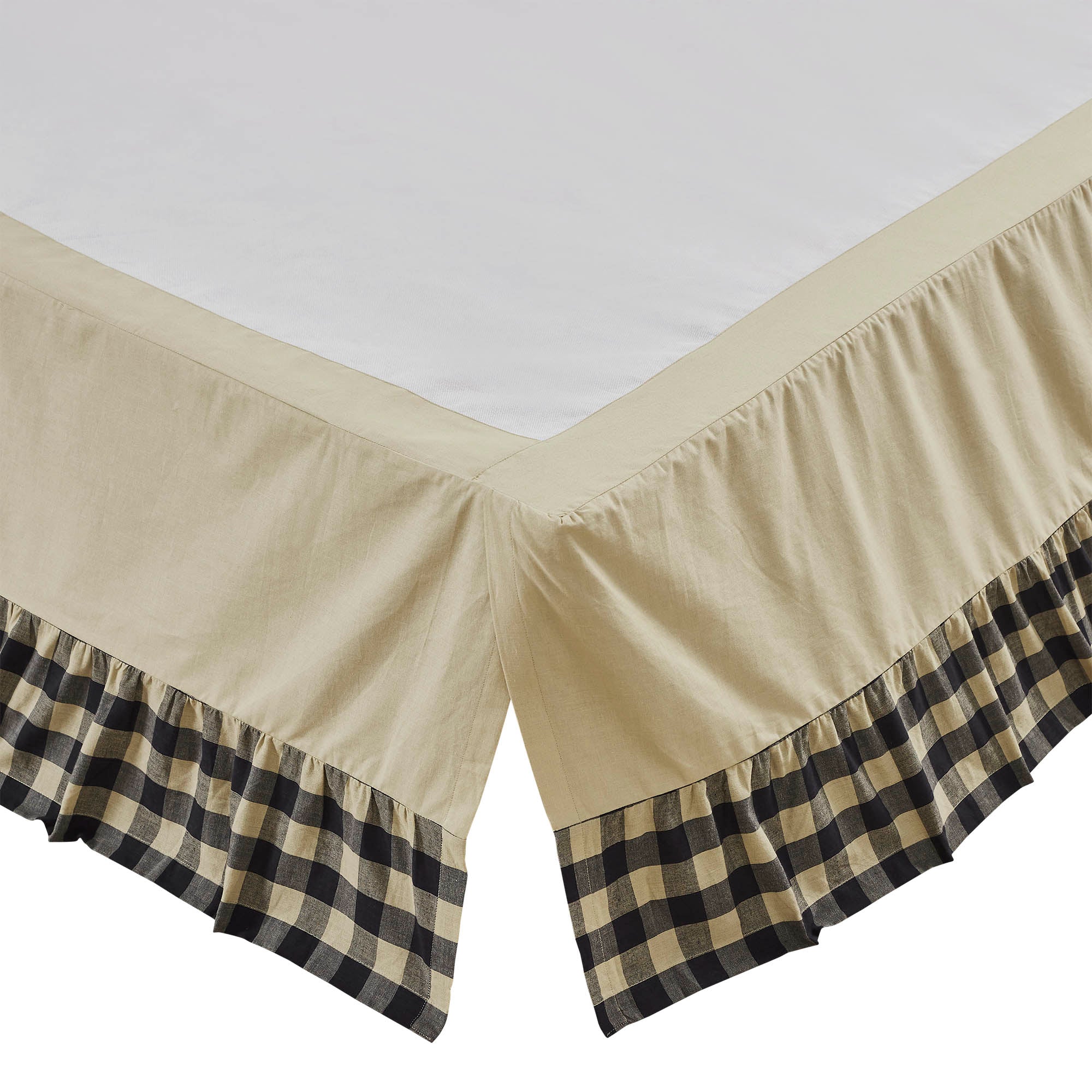 My Country Ruffled Navy Khaki Queen Bed Skirt - Image 4