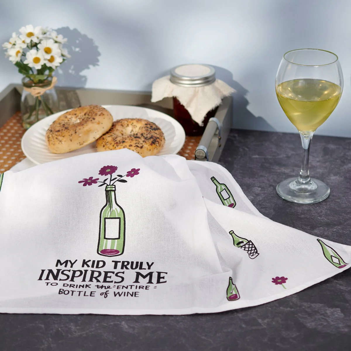 My Kid Truly Inspires Me To Drink Kitchen Towel - Image 3