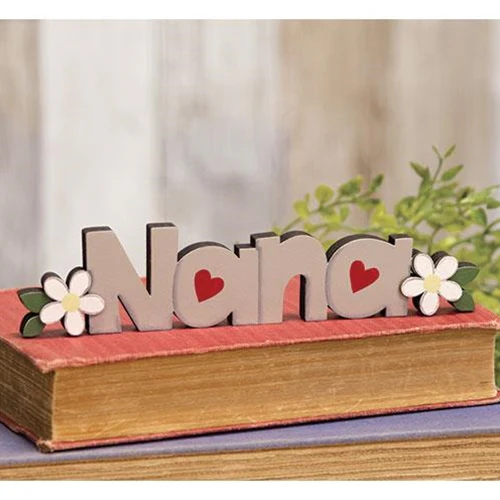 Nana With Flowers Wooden Word Cutout Sitter - Image 2