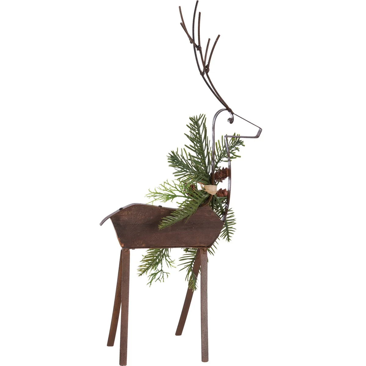 Natural Deer Set Wood and Metal Figures - Image 2