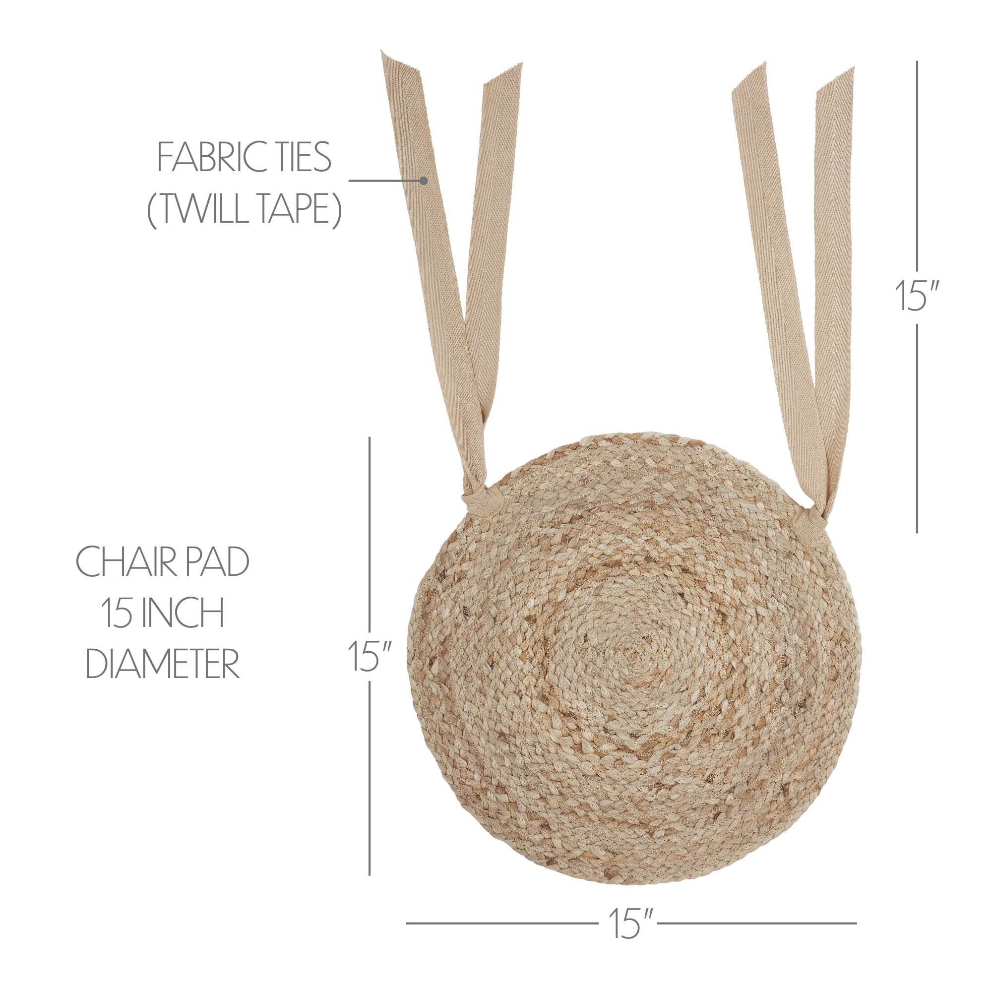 Natural Jute Chair Pad 15" Diameter - Image 3