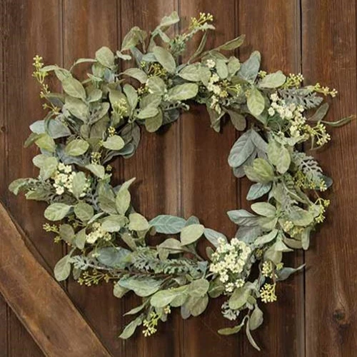 ๐ Natural Lamb's Ear Wreath 20"