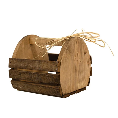 Natural Lath Small Rounded Wooden Tote
