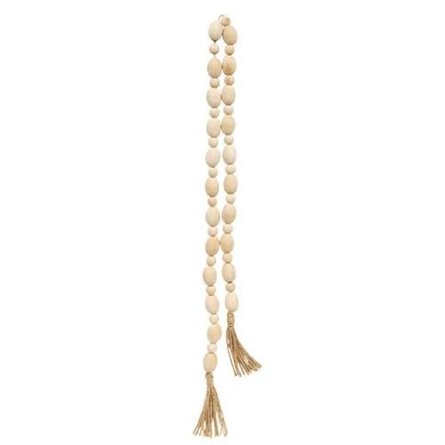 💙 Natural Oval 45" Wooden Bead Garland With Tassels