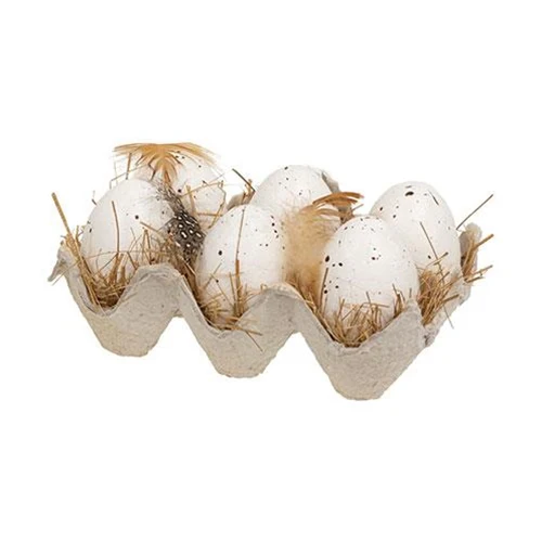 Natural Speckled Faux Eggs in Crate