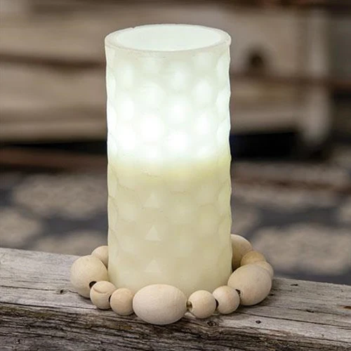 Natural Wood Oval Bead Candle Ring - Image 2