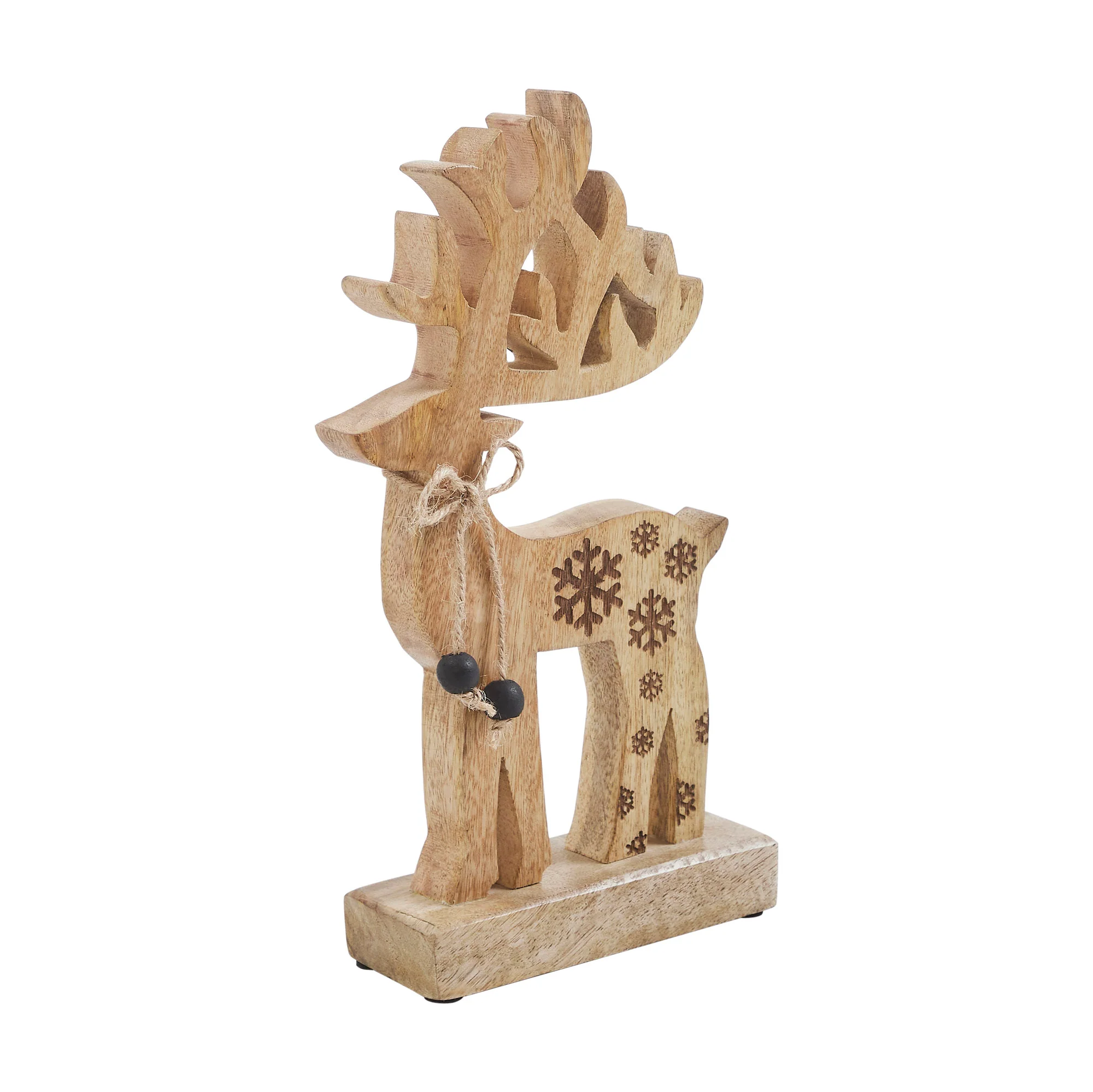 Natural Wooden Snowflake Reindeer 11" H - Image 2
