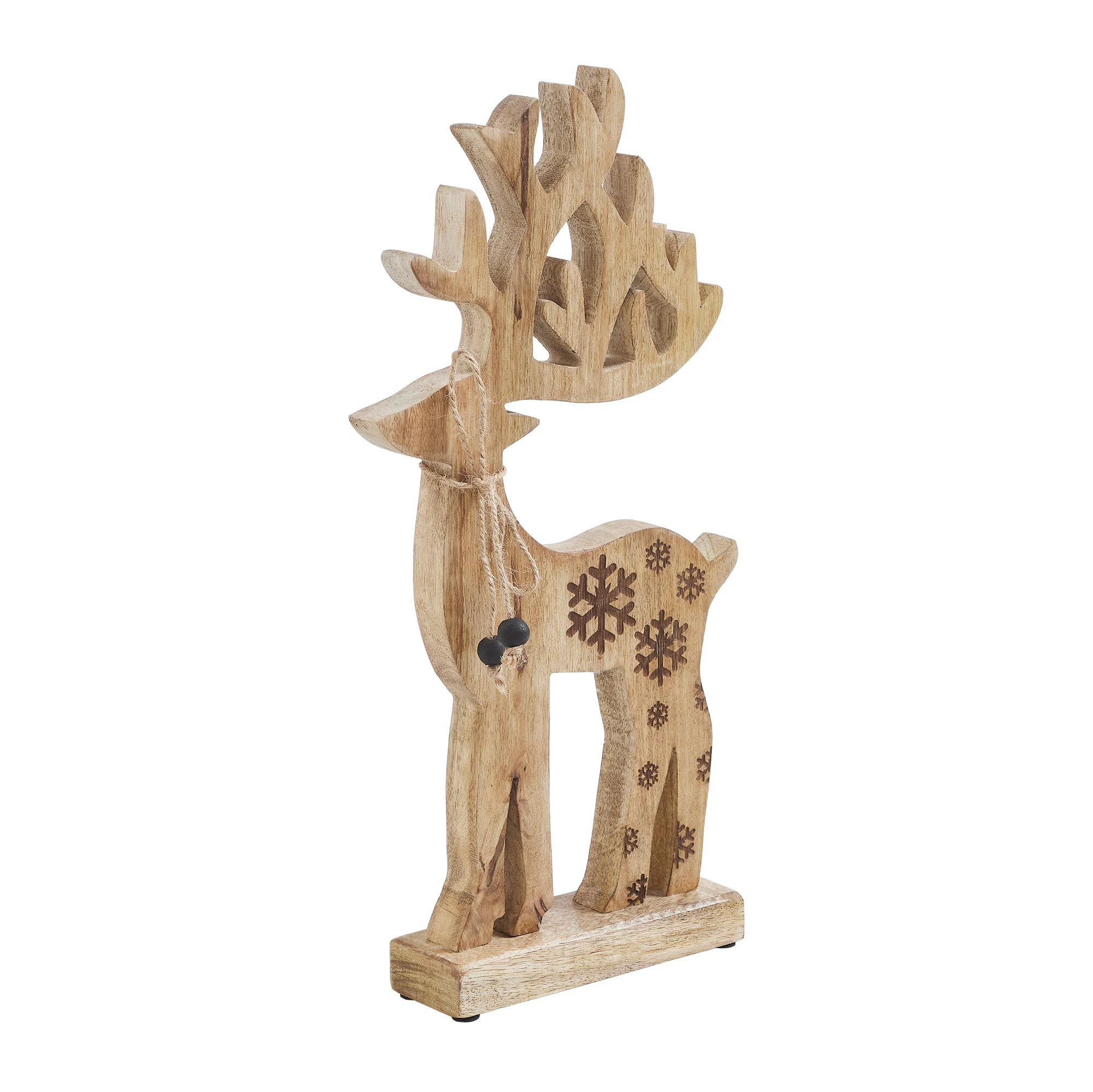 Natural Wooden Snowflake Reindeer 16" H - Image 2