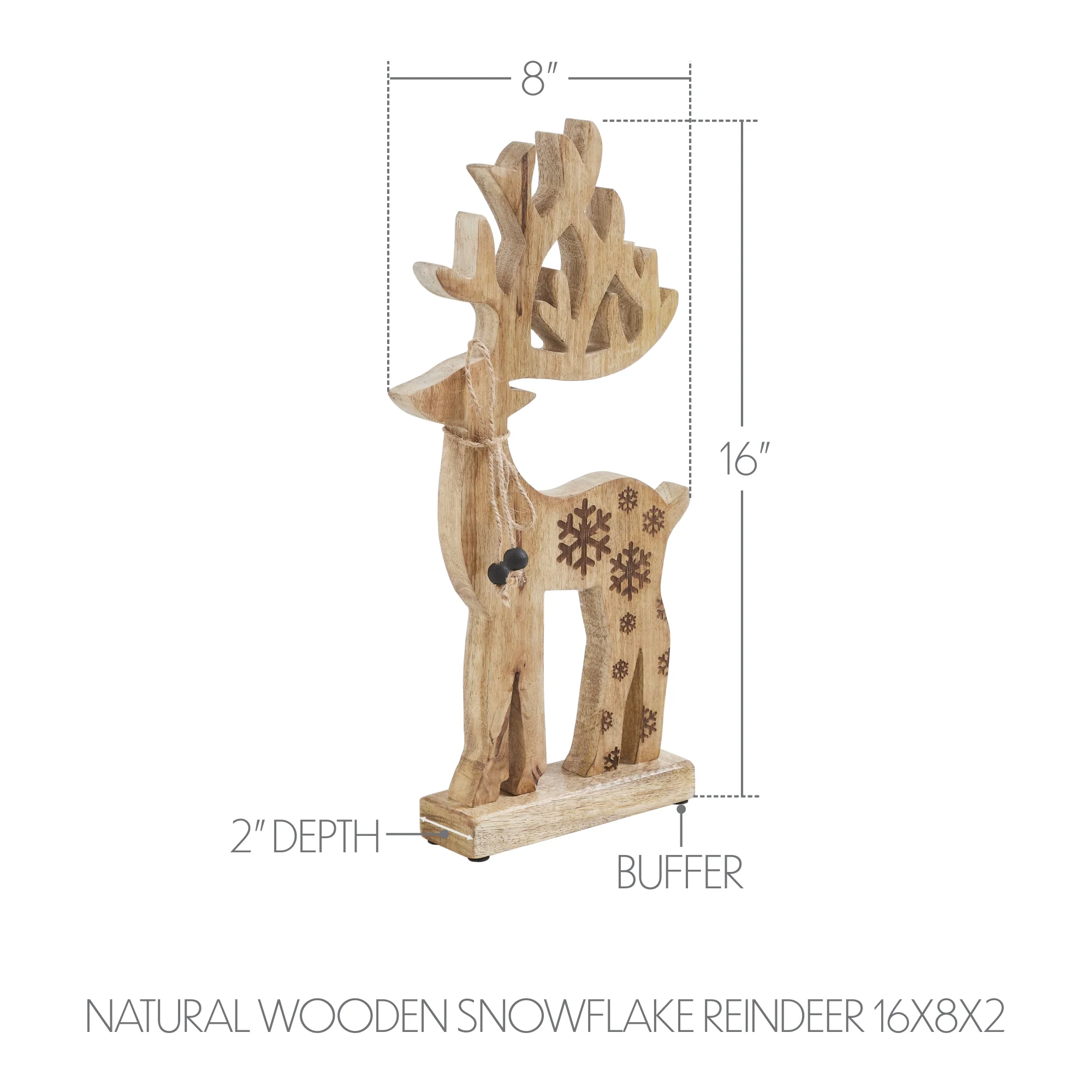 Natural Wooden Snowflake Reindeer 16" H - Image 4