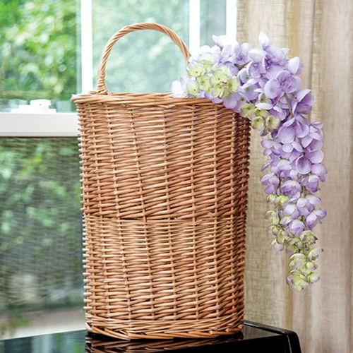 Natural Woven Willow Wall Basket with Handle 19.5"H