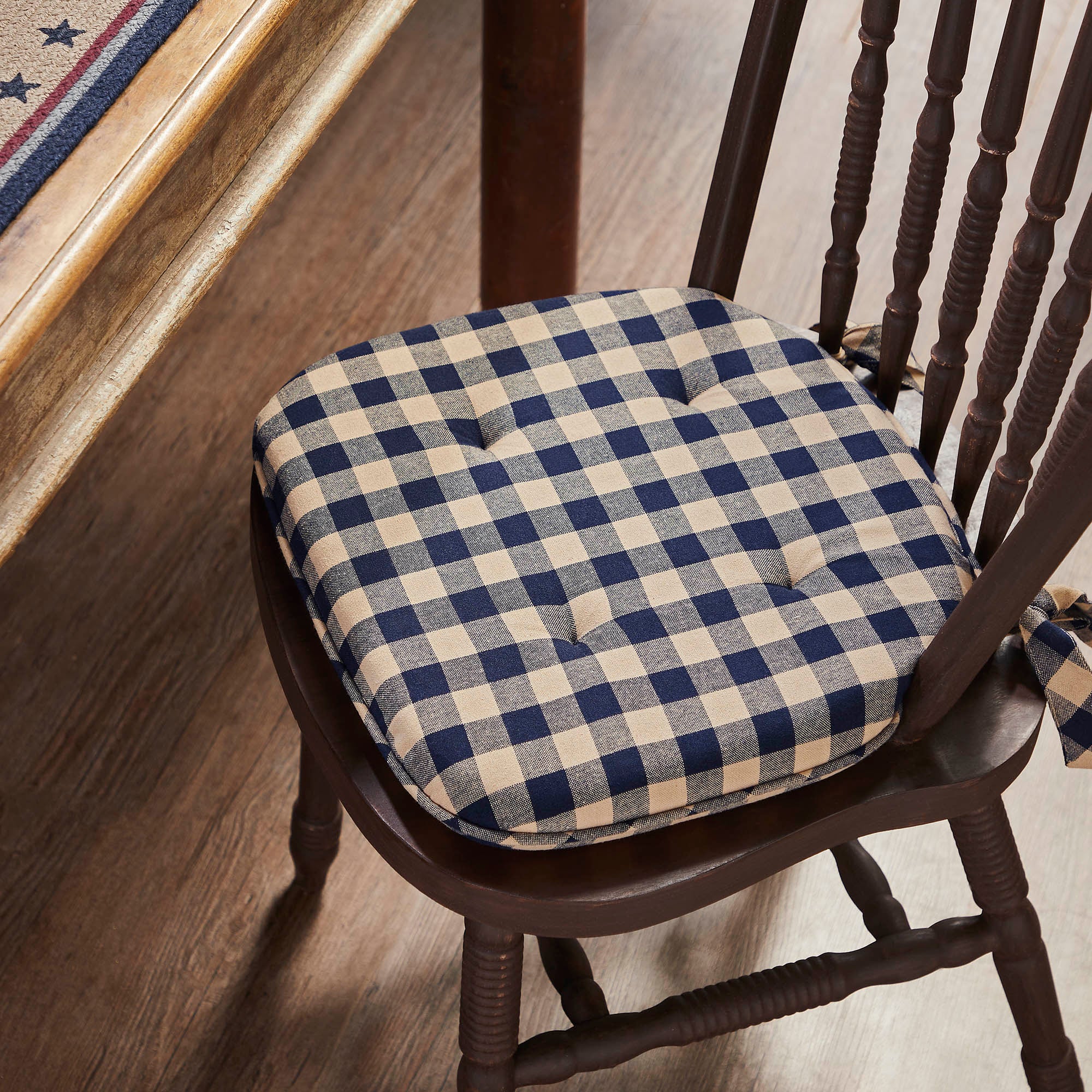 Navy and Khaki Chair Pad 16.5" x 18"