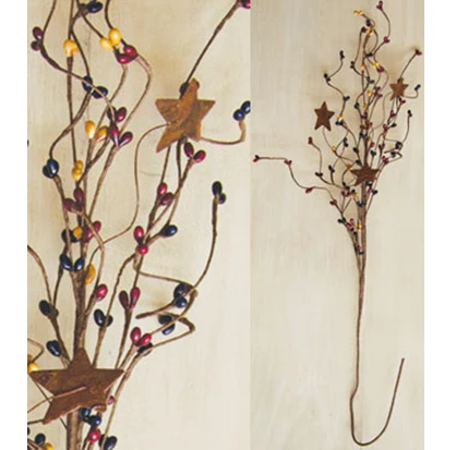 Navy Burgundy & Gold Pip Berries & Star 24" Spray