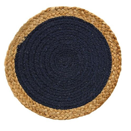 Navy Jute & Cotton 10.5" Candle Mat