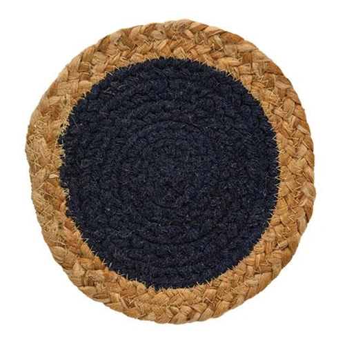 Navy Jute & Cotton 6.75" Candle Mat
