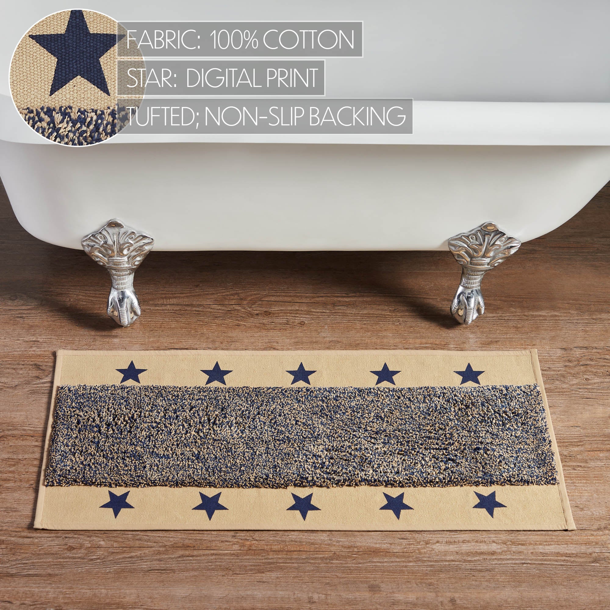 Navy Stars 17" x 36" Bathmat - Image 6