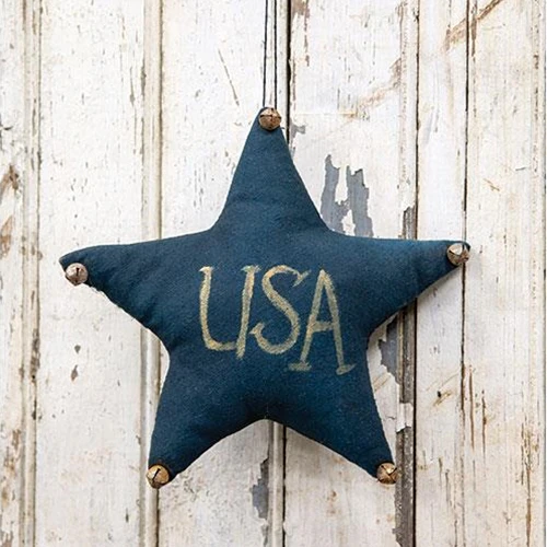 ๐ Navy USA Star Ornament with Jingle Bells