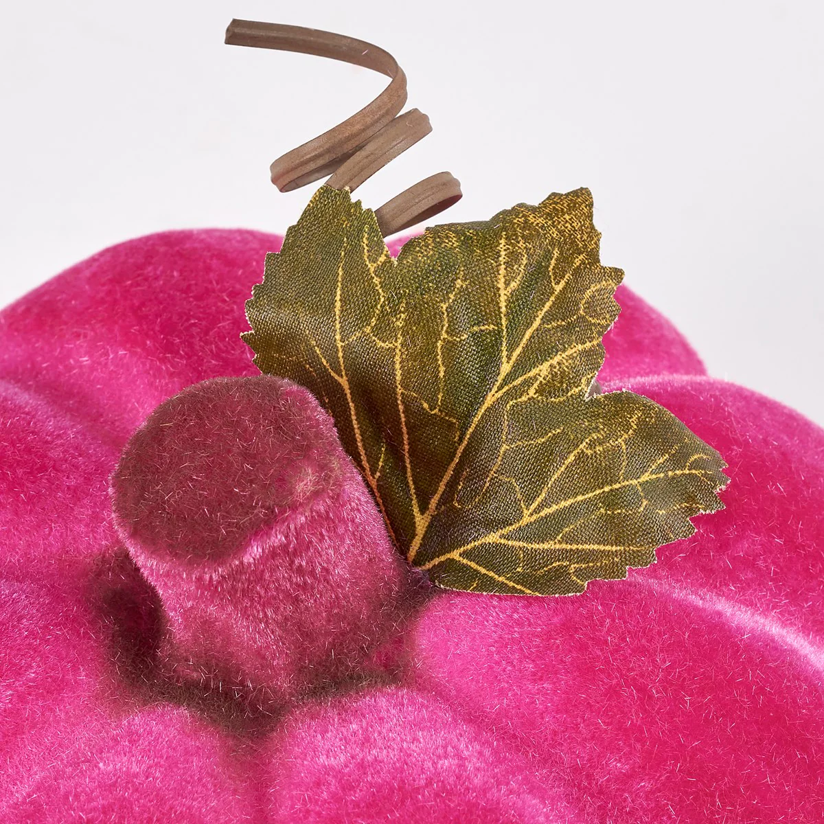 Neon Pink Flocked Pumpkin 4" H - Image 3