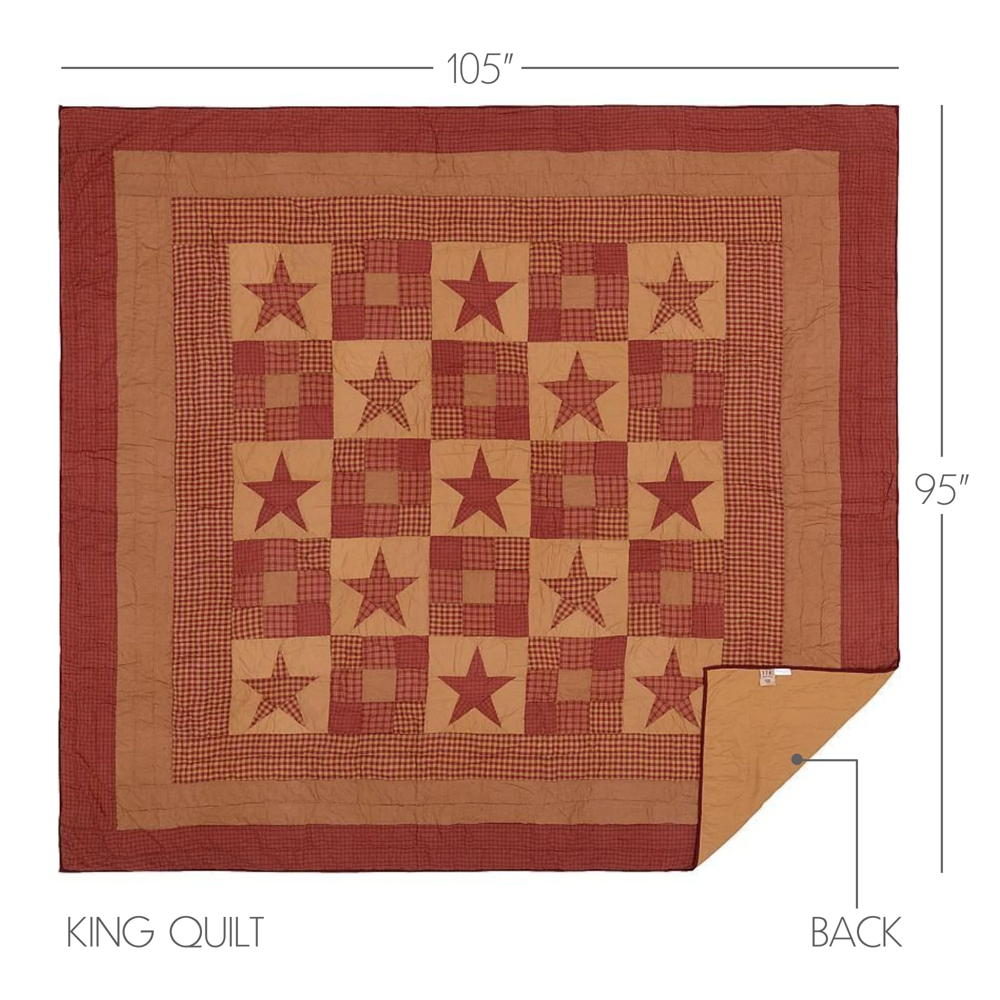 Ninepatch Star King Quilt 105" L x 95" W - Image 4