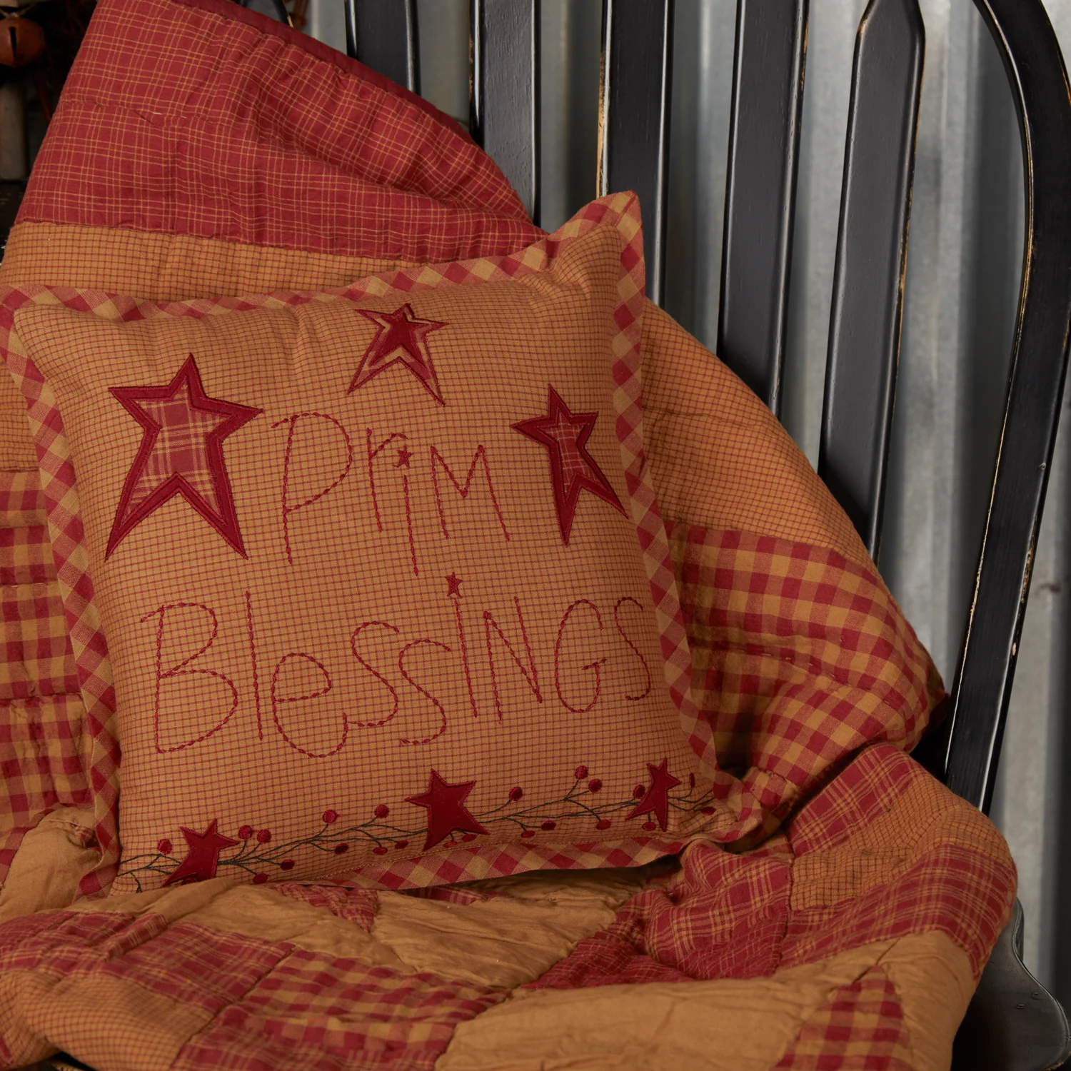 Ninepatch Star Prim Blessings 12" Accent Pillow