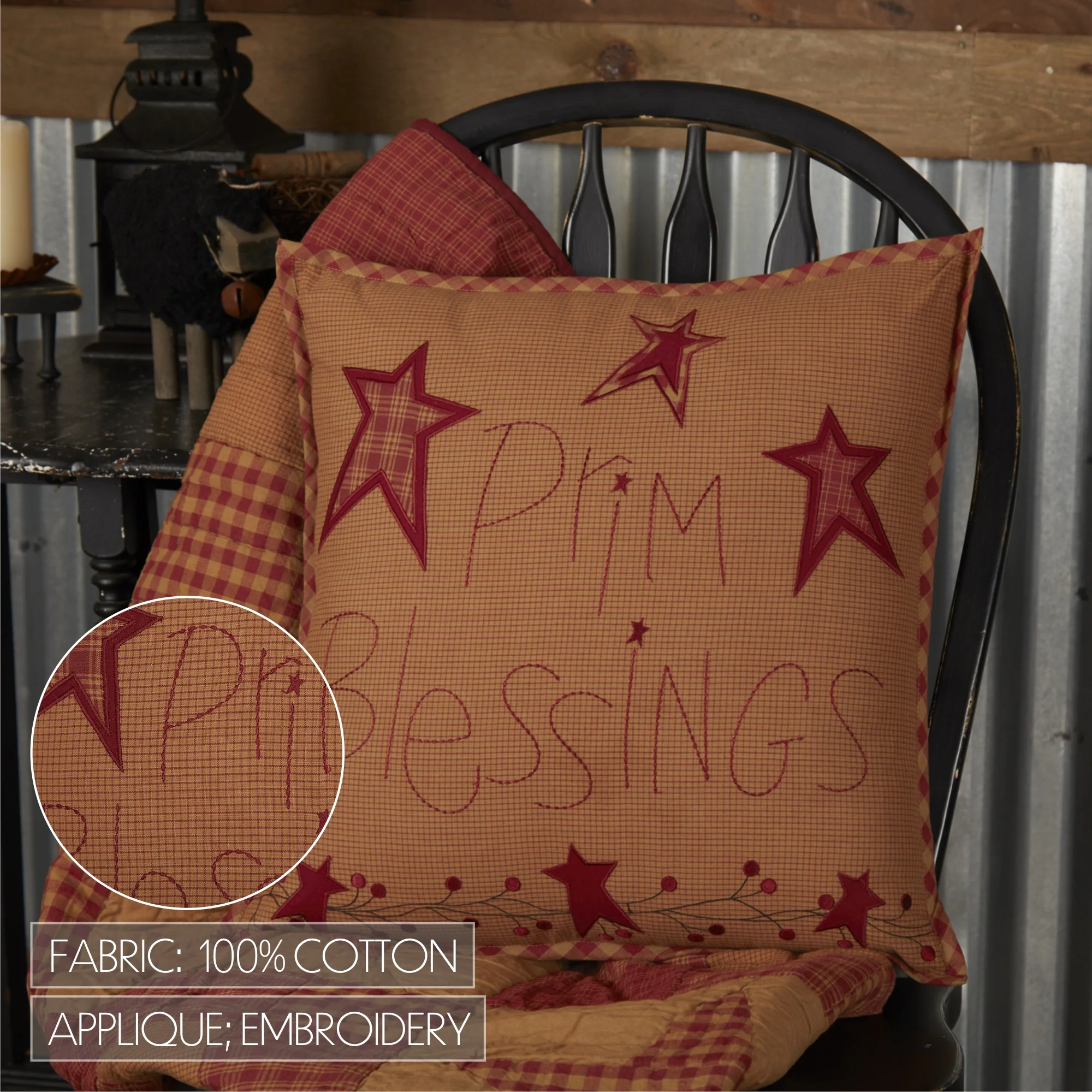 Ninepatch Star Prim Blessings 12" Accent Pillow - Image 5