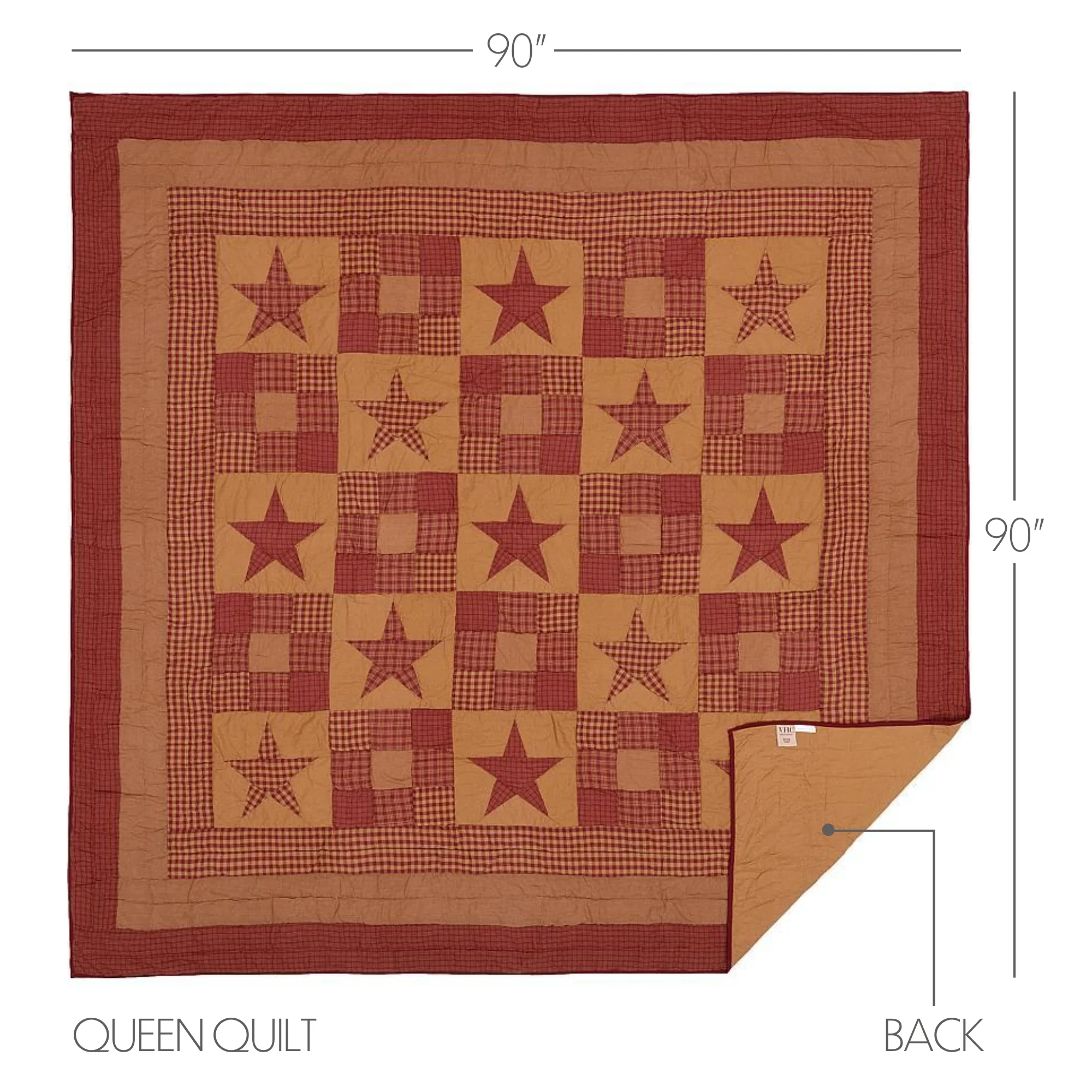 Ninepatch Star Queen Quilt 90'' W x 90'' L - Image 3