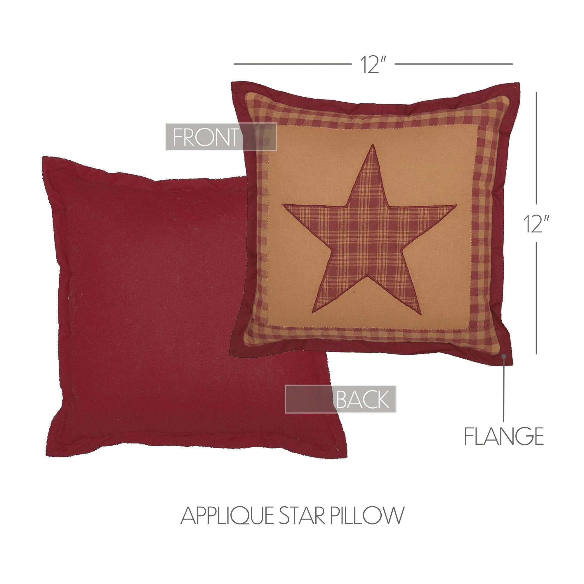 Ninepatch Star Quilted 12" Throw Pillow - Image 3