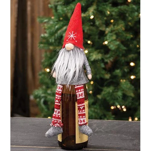 Nordic Gnome Red Felted Bottle Topper - Image 2