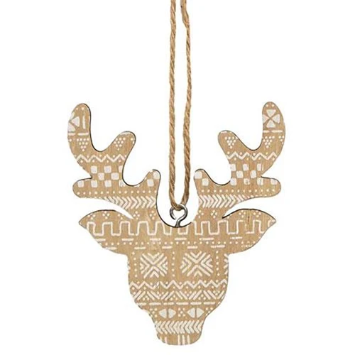 π Nordic Reindeer Wood Ornament - Image 2
