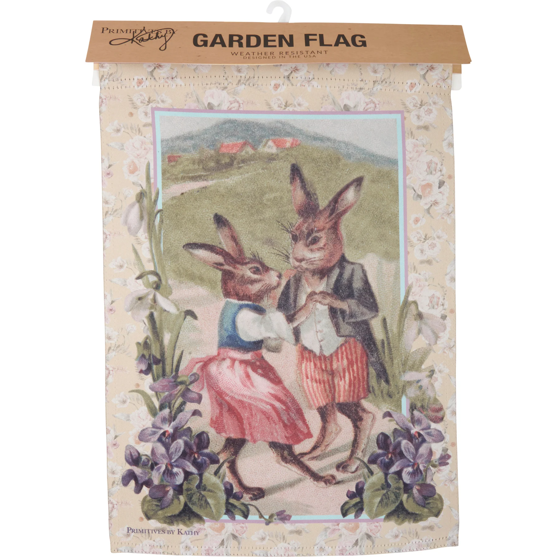 💙 Nostalgic Dancing Bunnies Garden Flag - Image 3