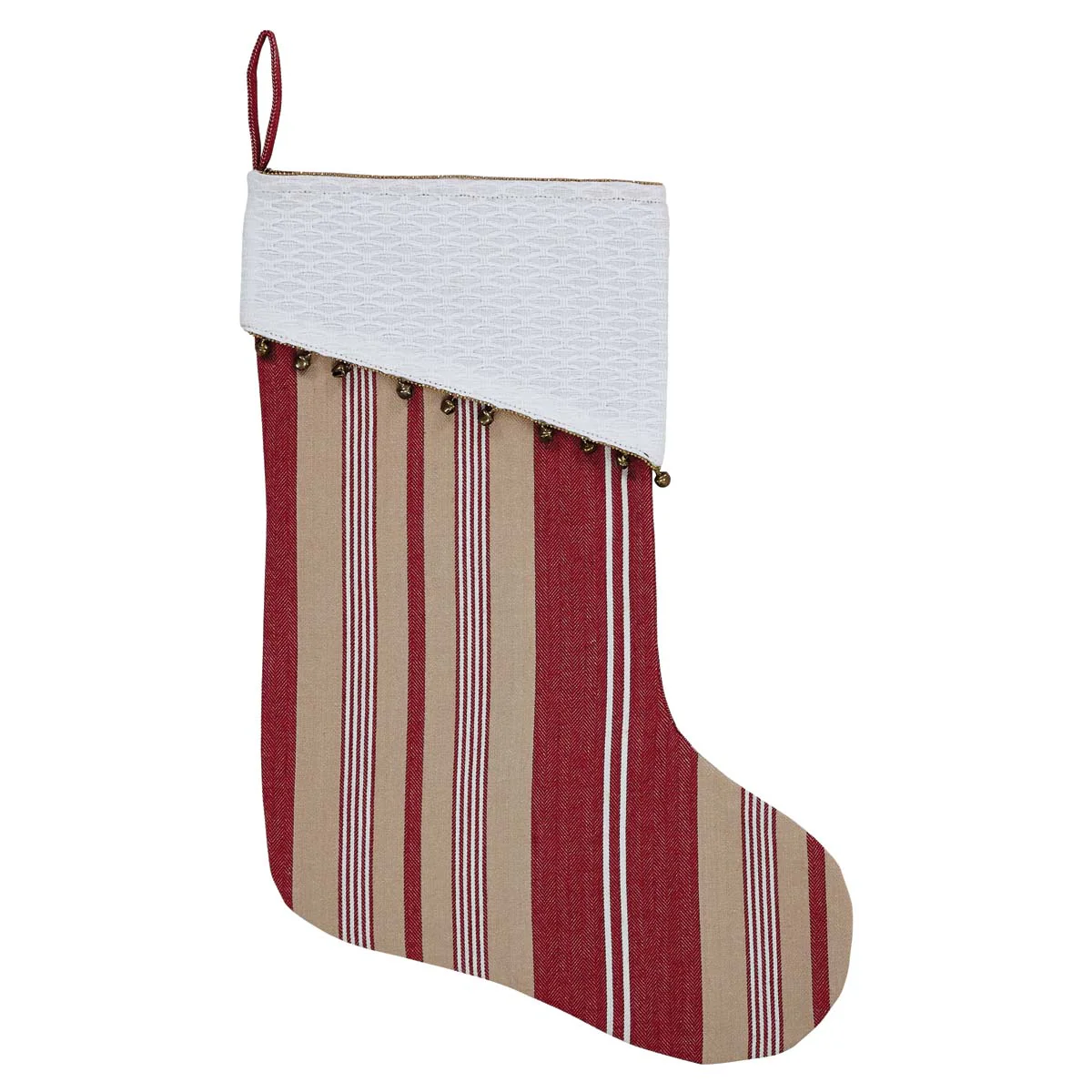 ๐ Nostalgic Red and Tan Stripe Christmas Stocking - Image 2