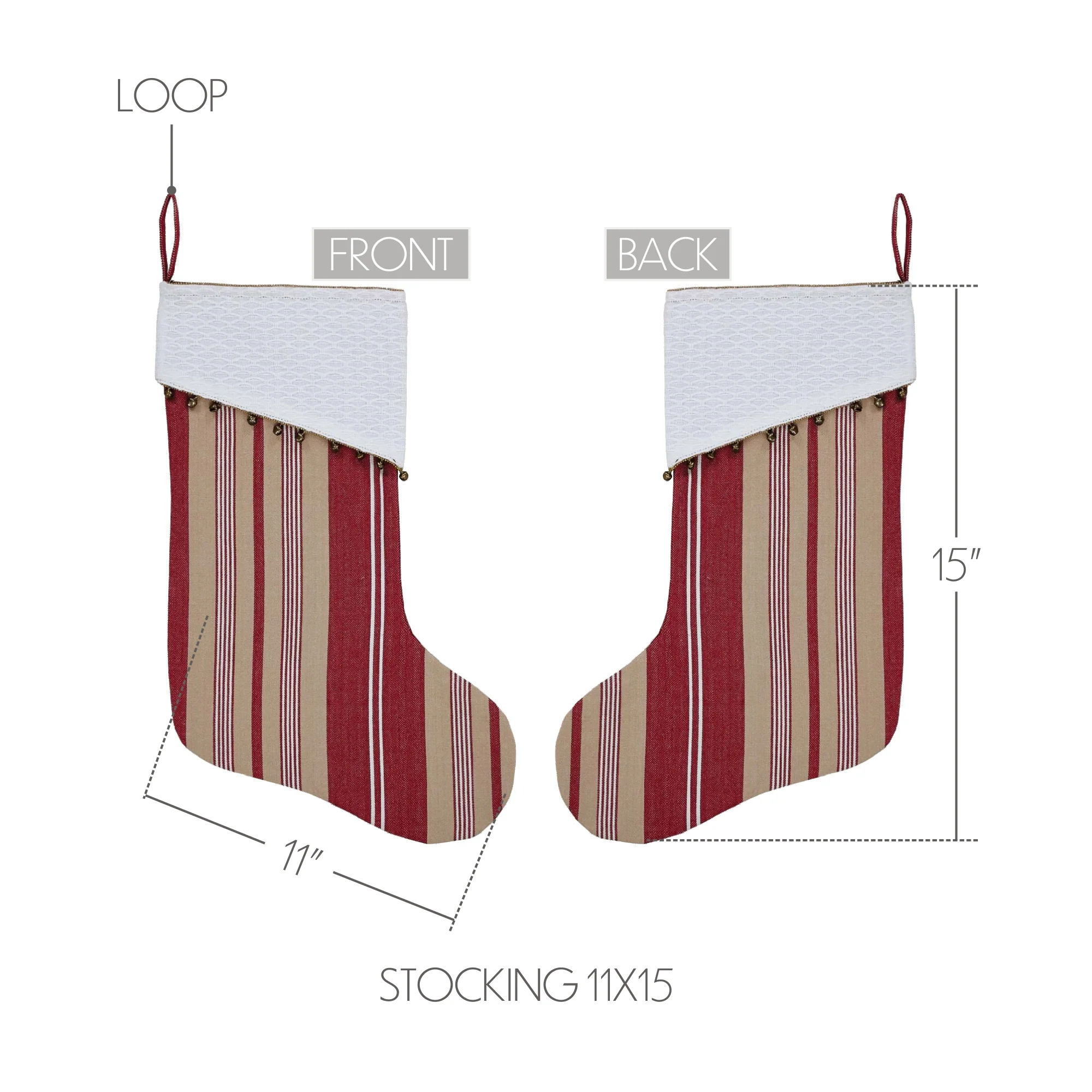 ๐ Nostalgic Red and Tan Stripe Christmas Stocking - Image 3