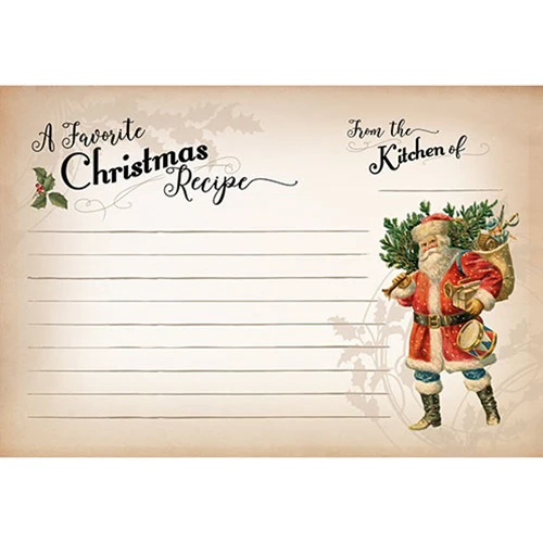๐ Nostalgic Santa A Favorite Christmas Recipe Cards 4"x6" Set of 24