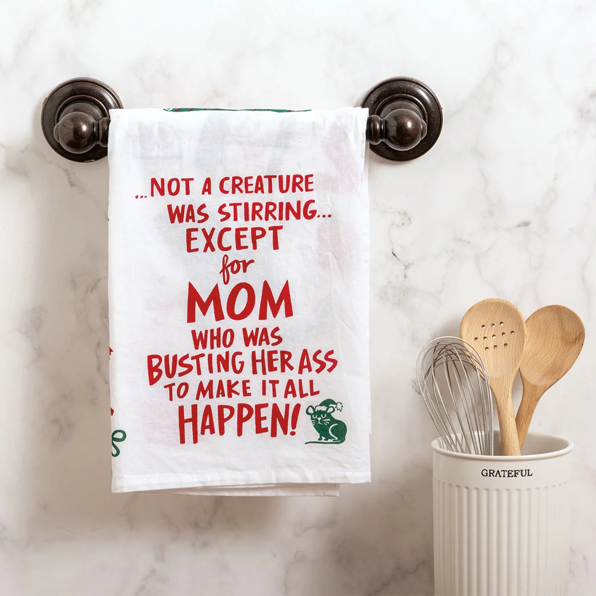 ๐ Not a Creature Was Stirring Except For Mom Christmas Kitchen Towel - Image 3