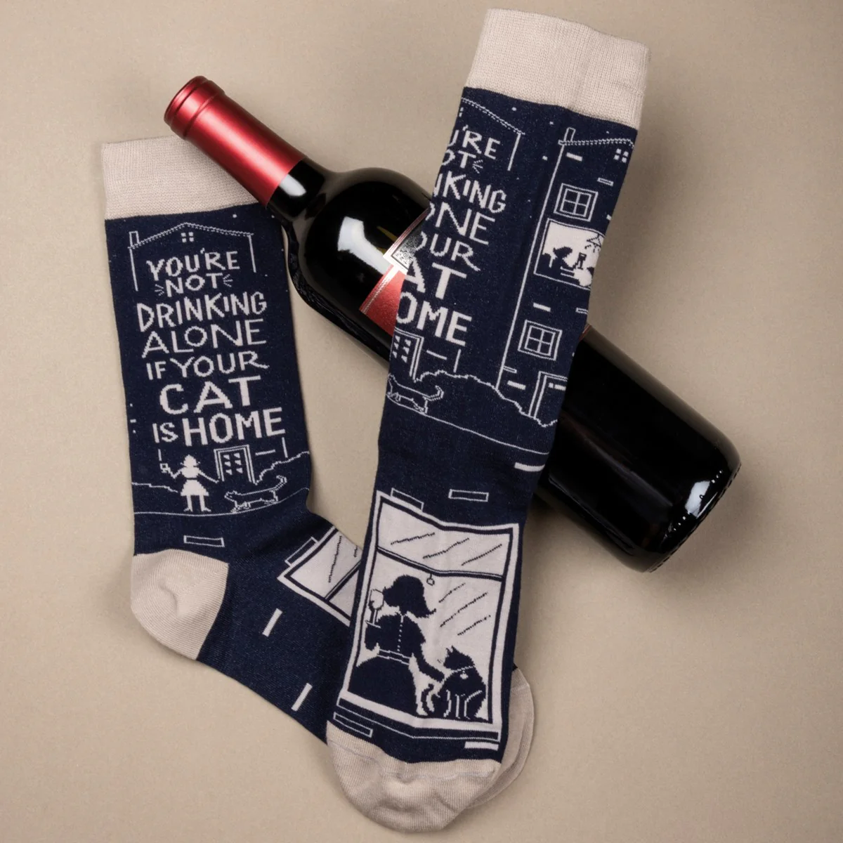 ๐ Not Drinking Alone If Your Cat Is Home Unisex Fun Socks - Image 3