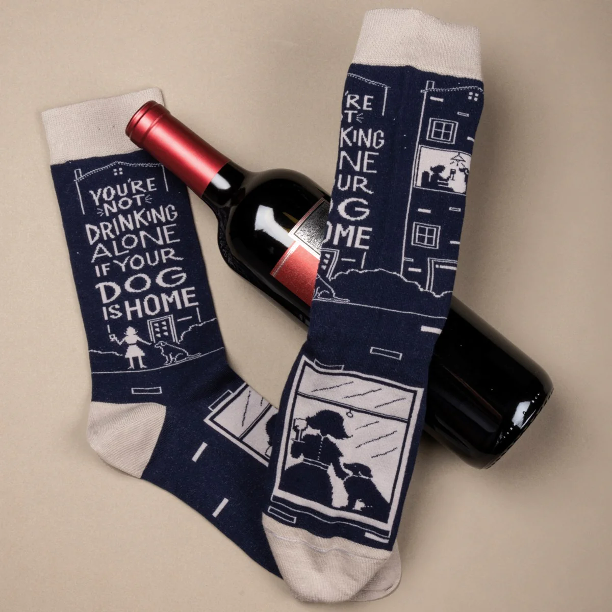 💙 Not Drinking Alone If Your Dog Is Home Unisex Fun Socks - Image 3
