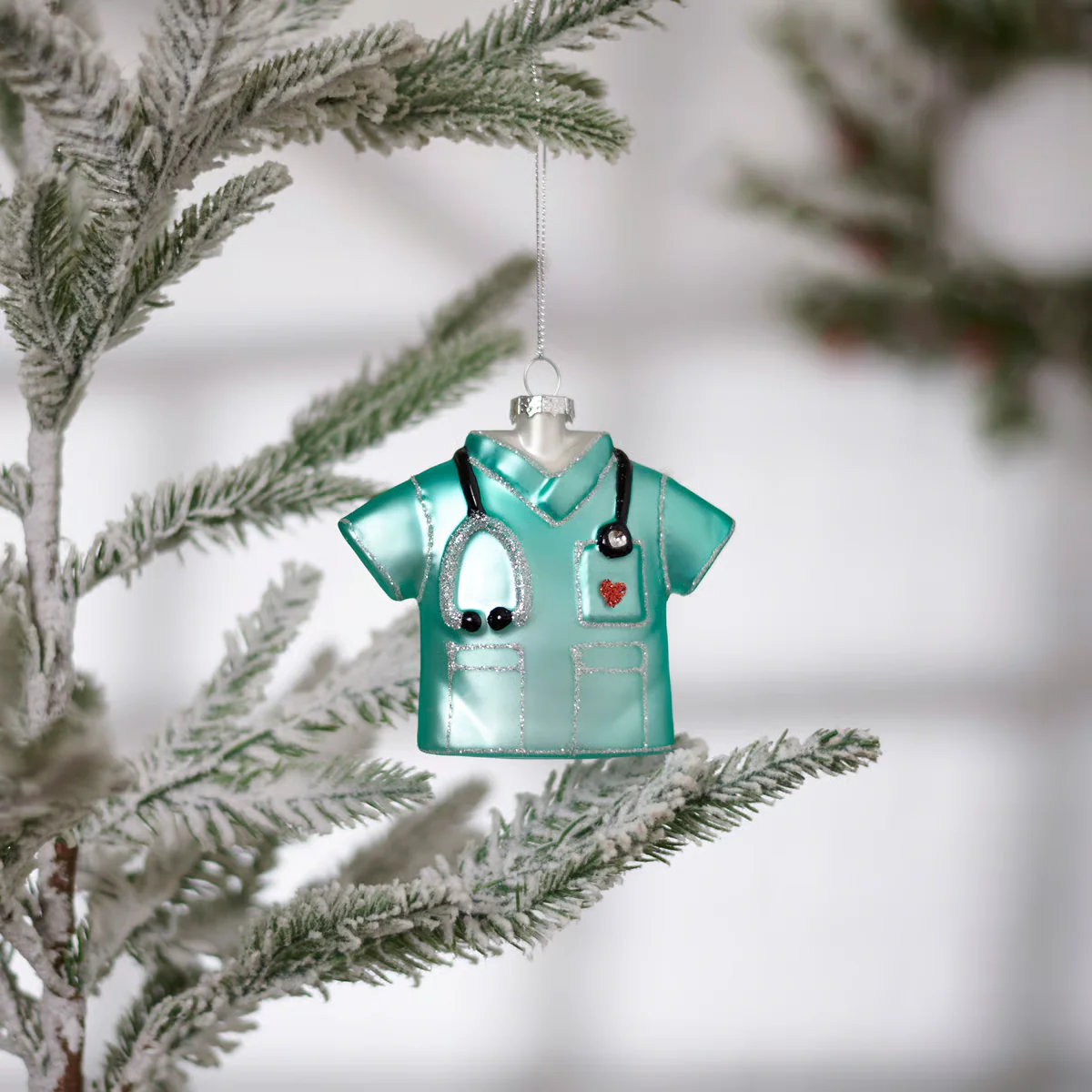 Nurse Scrubs Glass Ornament - Image 2